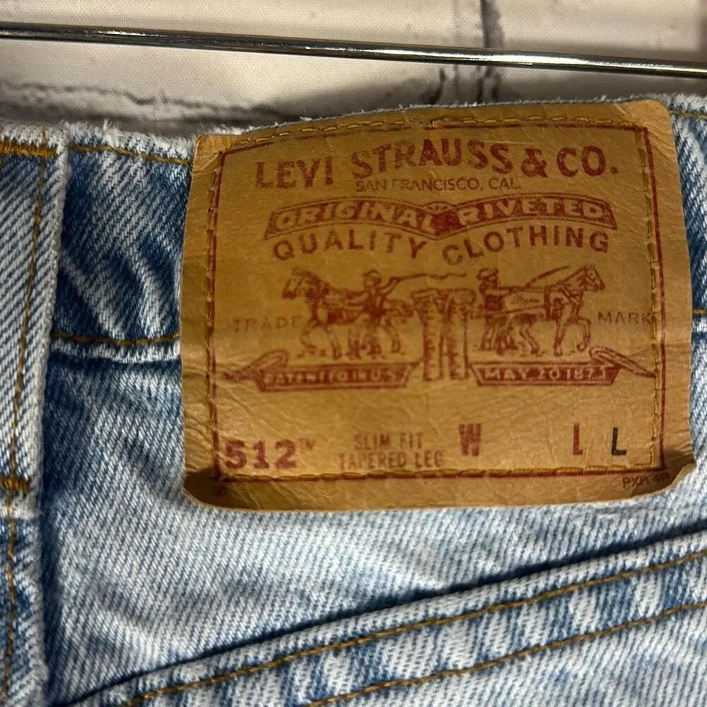 Vintage 90s Levis Jeans 512 Slim Fit Tapered‎ Leg  High Waist Mom Blue 13L Light